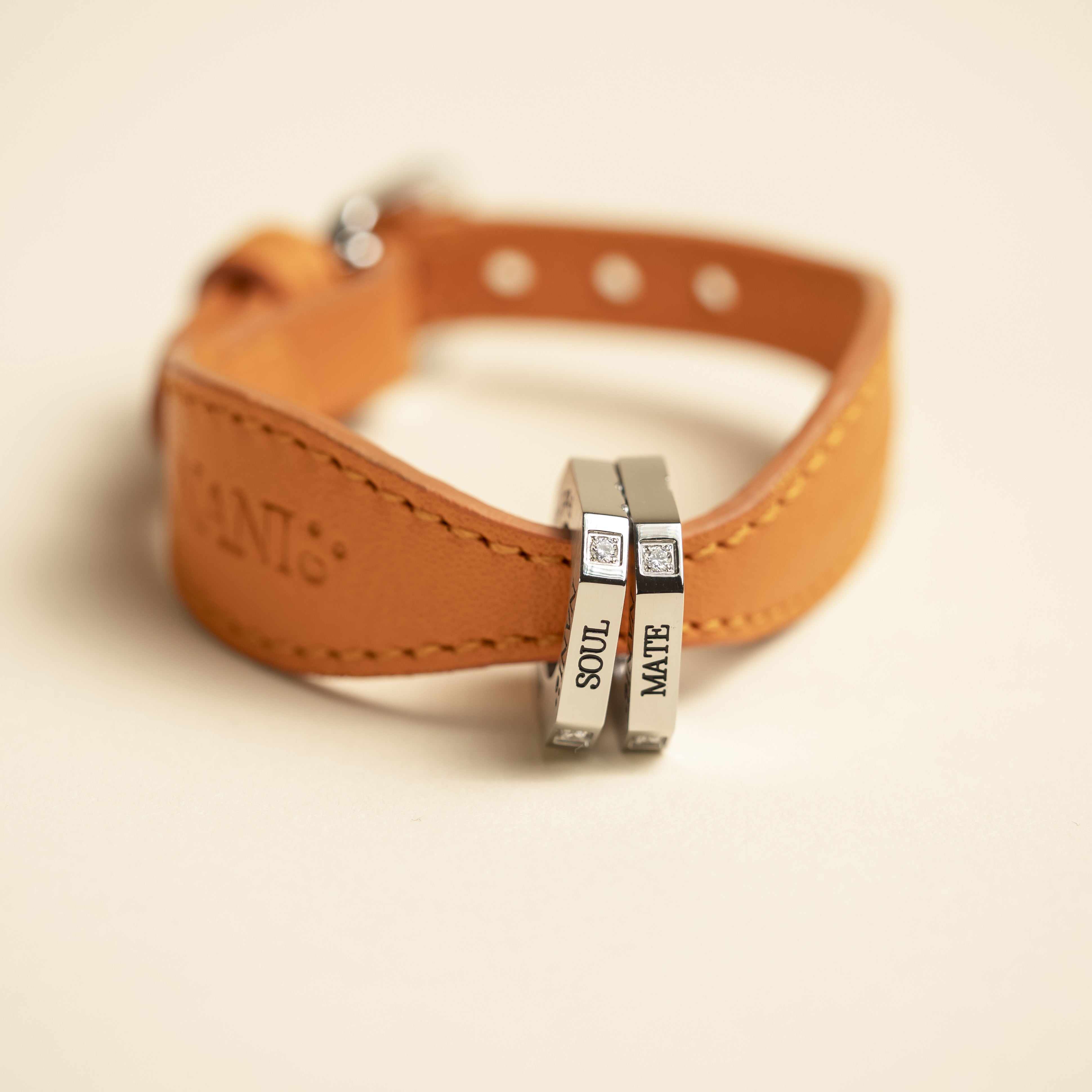 Matching Leather Bracelet - Orange Joy