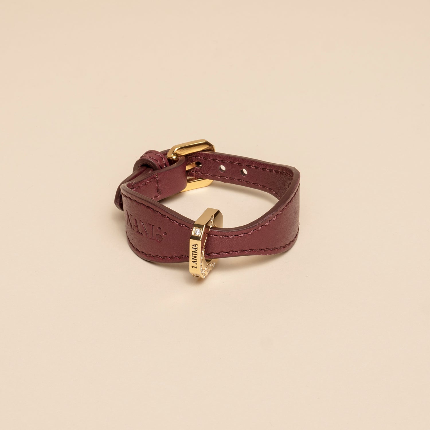 Matching Leather Bracelet  – burgundy - Deep Love