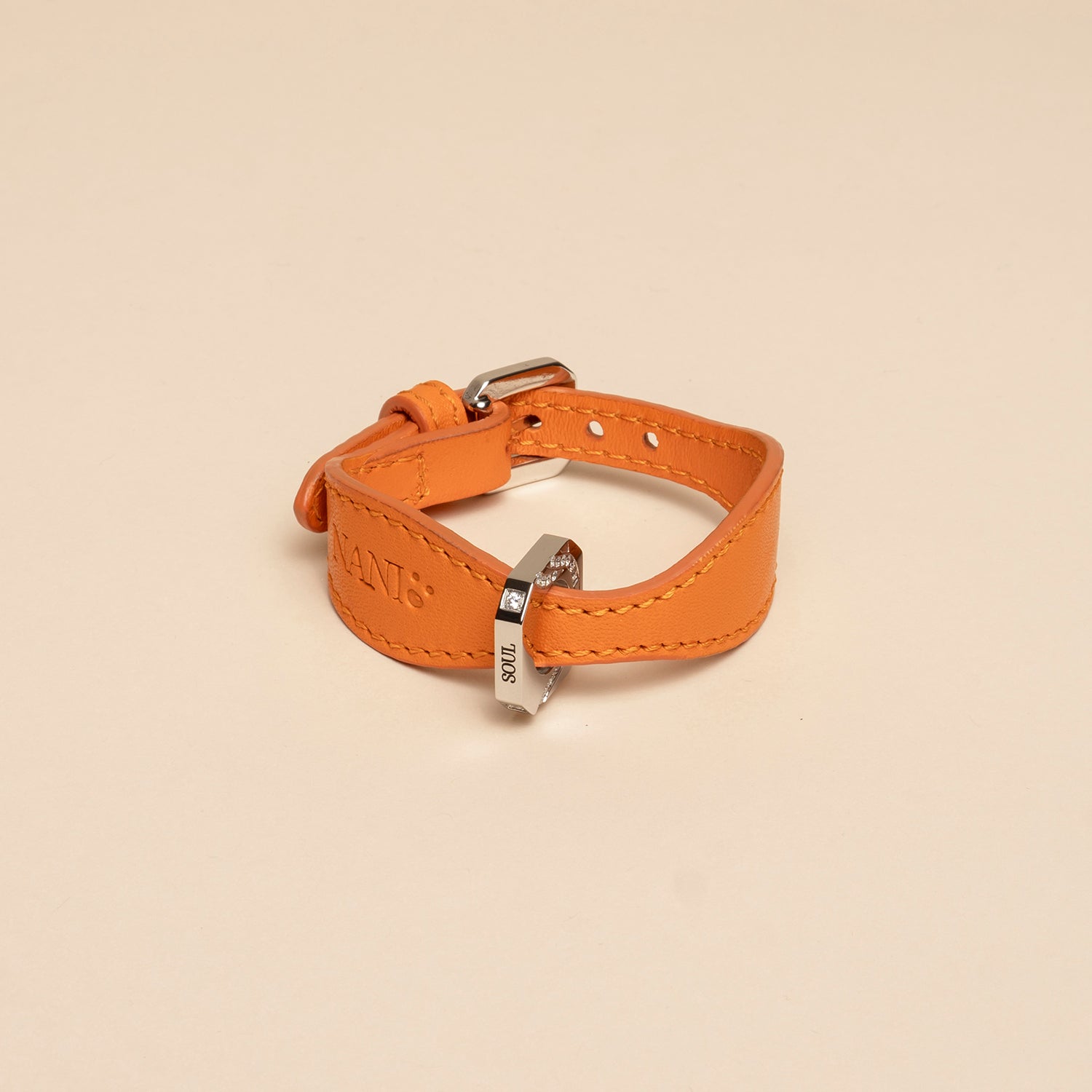 Matching Leather Bracelet - Orange Joy